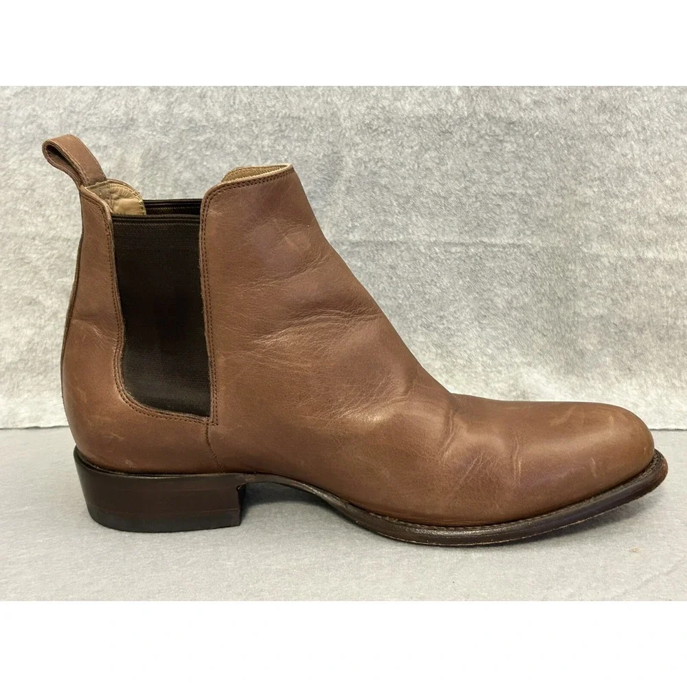 Tecovas Cowboy Chelsea Boots THE CHANCE Men's Size 11EE Chestnut Brown Calfskin